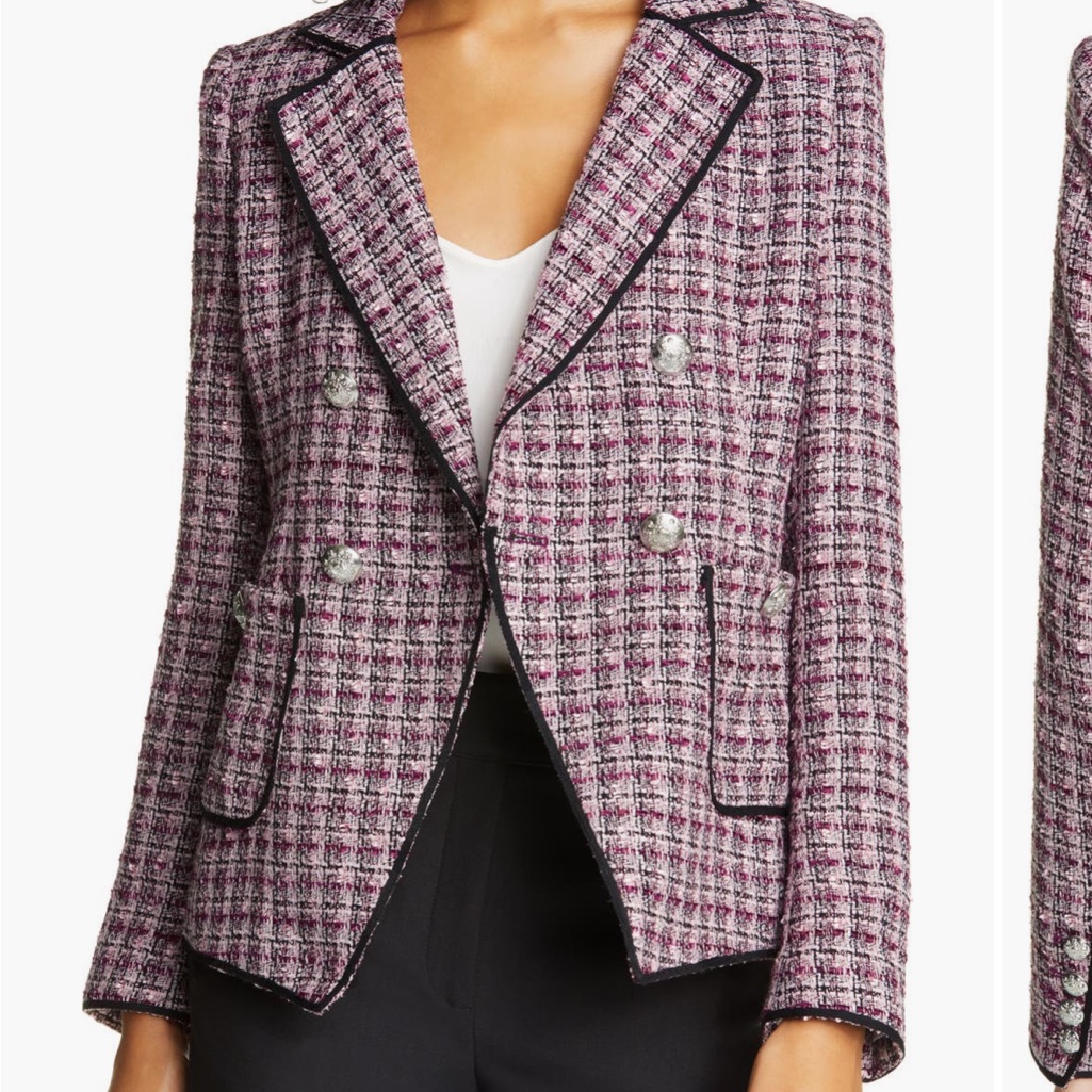 Veronica Beard Pink And Black Tweed Blazer